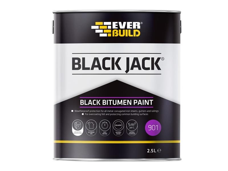 Everbuild Sika EVB90102 Black Jack® 901 Black Bitumen Paint 2.5 litre