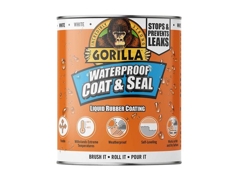 Gorilla Glue GRGPSPWH473 Waterproof Coat & Seal Liquid Rubber Coating White 473ml
