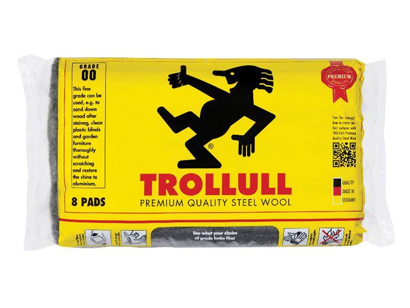 Trollull TRO771274 Extra Large Steel Wool Pads Grade 00 (Pack 8)